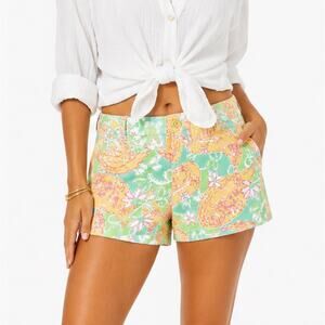 Lilly Pulitzer Walsh Short Pop Goes Lemur 3" Shorts Womens 2 Preppy 100% Cotton